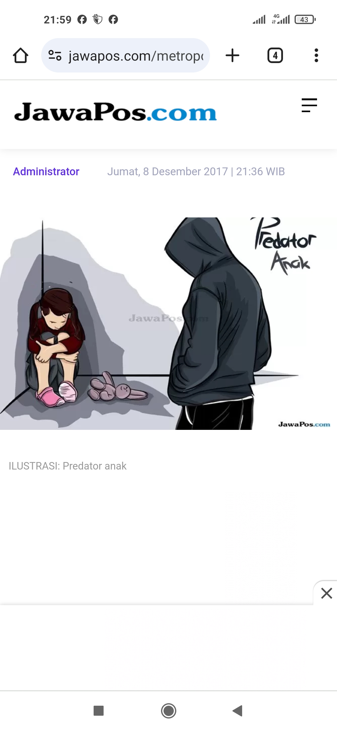 Ilustrasi anak korban kekerasan seksual.
