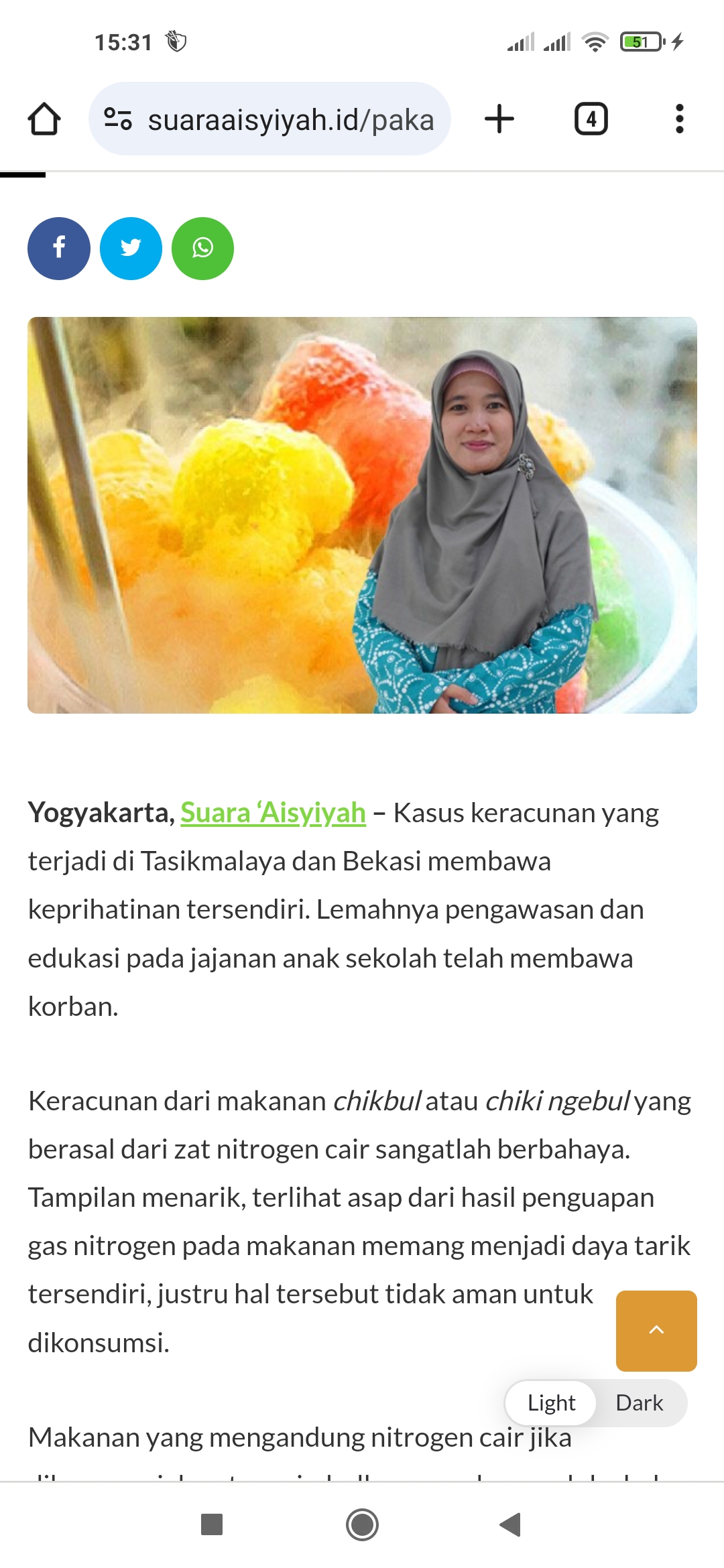 Dosen Program Studi Gizi Universitas Aisyiyah (Unisa) Yogyakarta Nor Eka Noviani.
