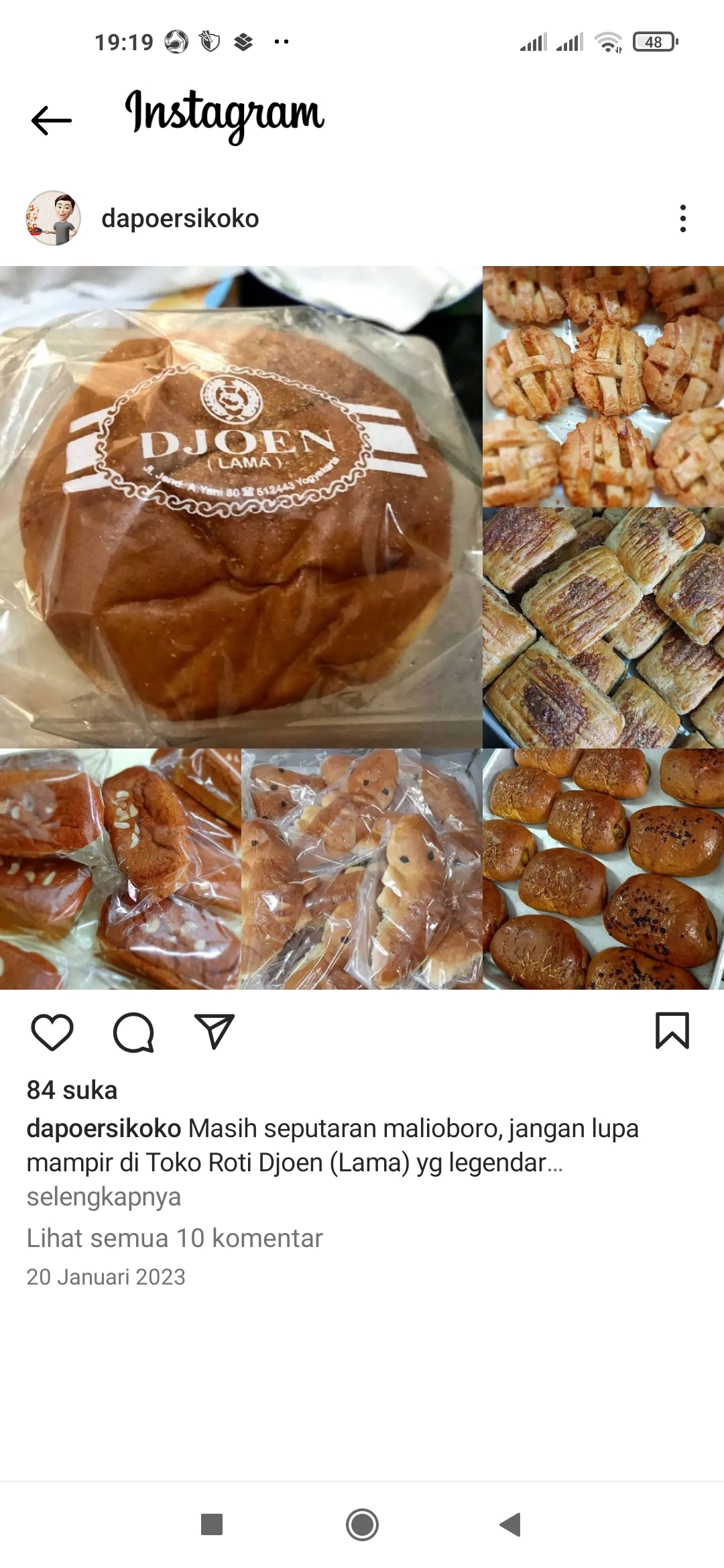 LEZAT: Salah satu roti yang diproduksi Bakery & Shop Djoen Lama.