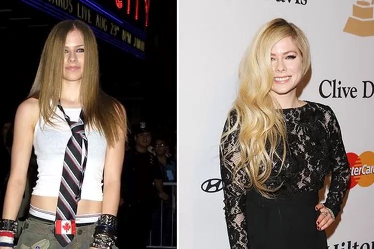 BEDA: Avril Lavigne pada 2002 (kiri) dengan tampilannya pada 2016. Avriel dikabarkan akan kembali ke dunia hiburan