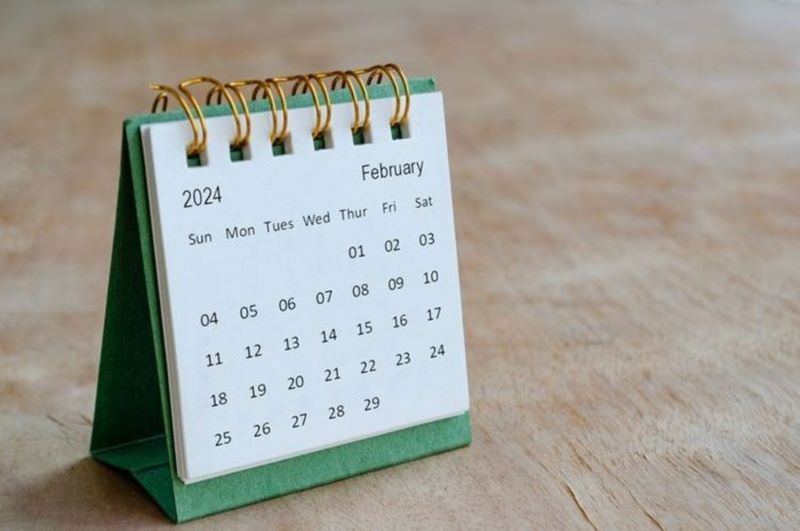 Ilustrasi kalender tahun 2024 bulan februari.
