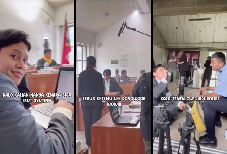 Pria Asal Indonesia Jadi Pemeran Figuran Drama Korea, Syuting Bareng Lee Dong Wook. Gambar : Kolase Tangkapan Layar TikTok/@choco.emong
