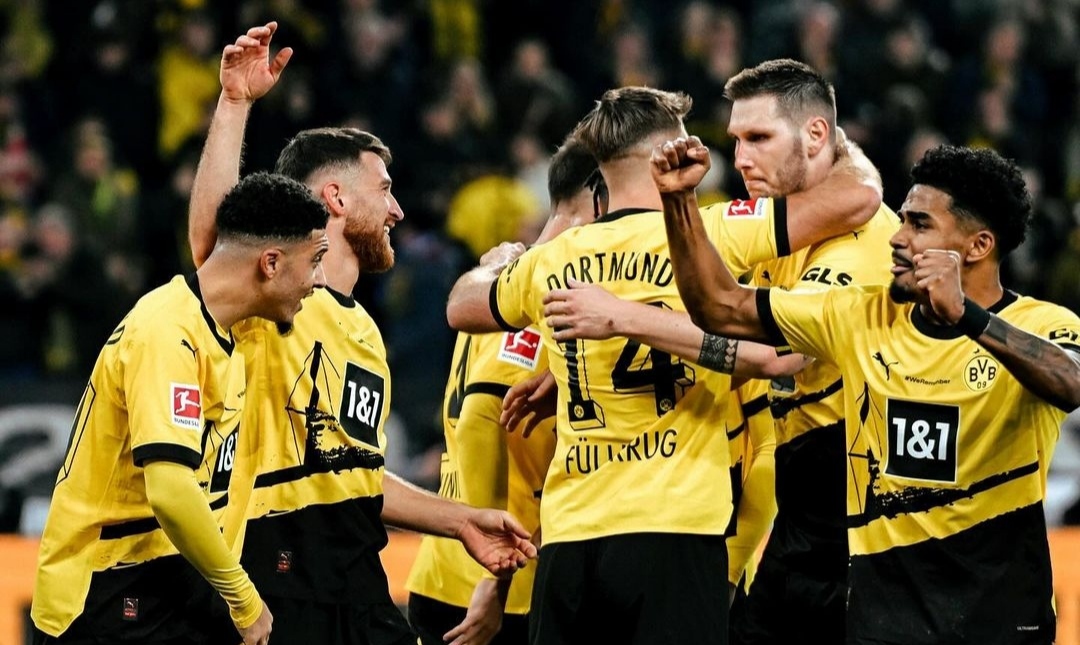 Selebrasi penggawa Borussia Dortmund usai Niclas Fullkrug cetak hattrick (ig bvb09)
