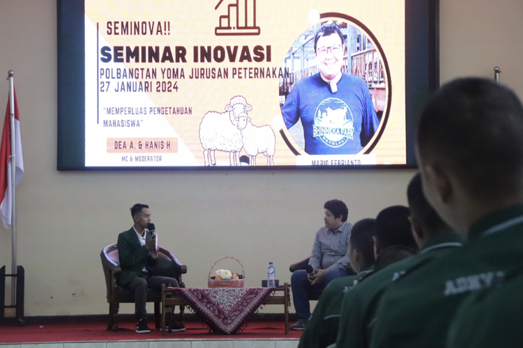 Seminar Inovasi Peternakan (Seminova) yang diselenggarakan oleh Politeknik Pembangunan Pertanian Yogyakarta Magelang (Polbangtan YOMA) Sabtu (27/01/2024).HUMAS BPPSDMP