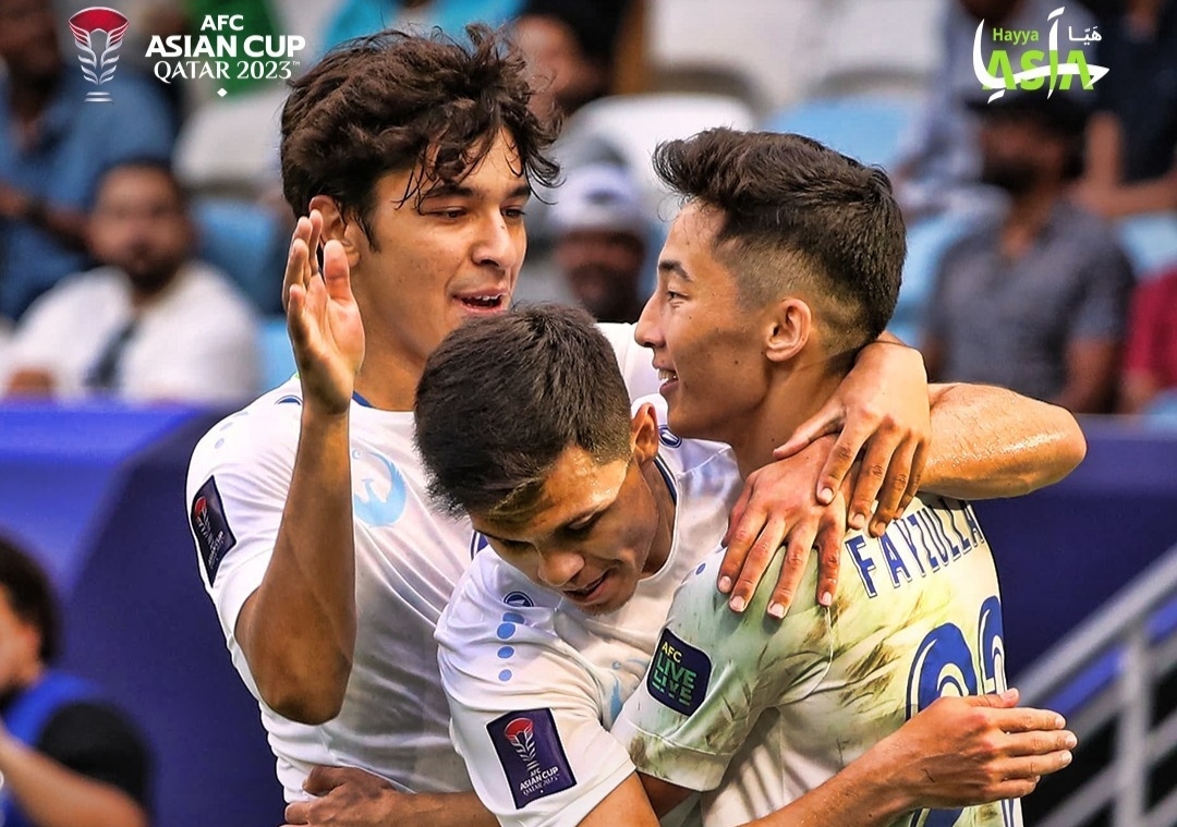 Selebrasi penggawa Uzbekistan usai kalahkan Thailand (ig qatar2023)