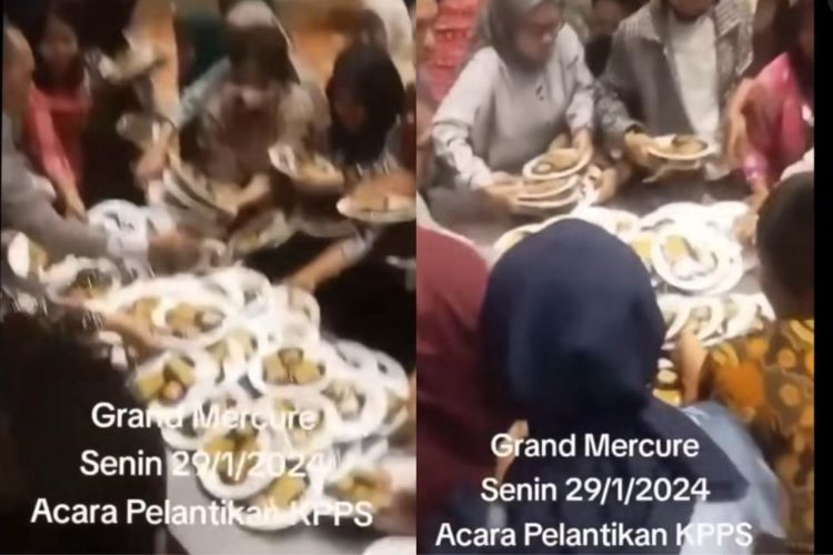 Viral Video Berebut Makanan Bak Kelaparan saat Pelantikan KPPS di Grand Mercur