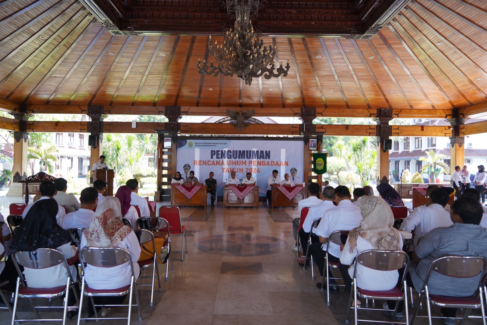 Kegiatan acara Pengumuman Rencana Umum Pengadaan (RUP) Tahun Anggaran 2024 di Pendopo Parasamya Bantul, Rabu (31/1).