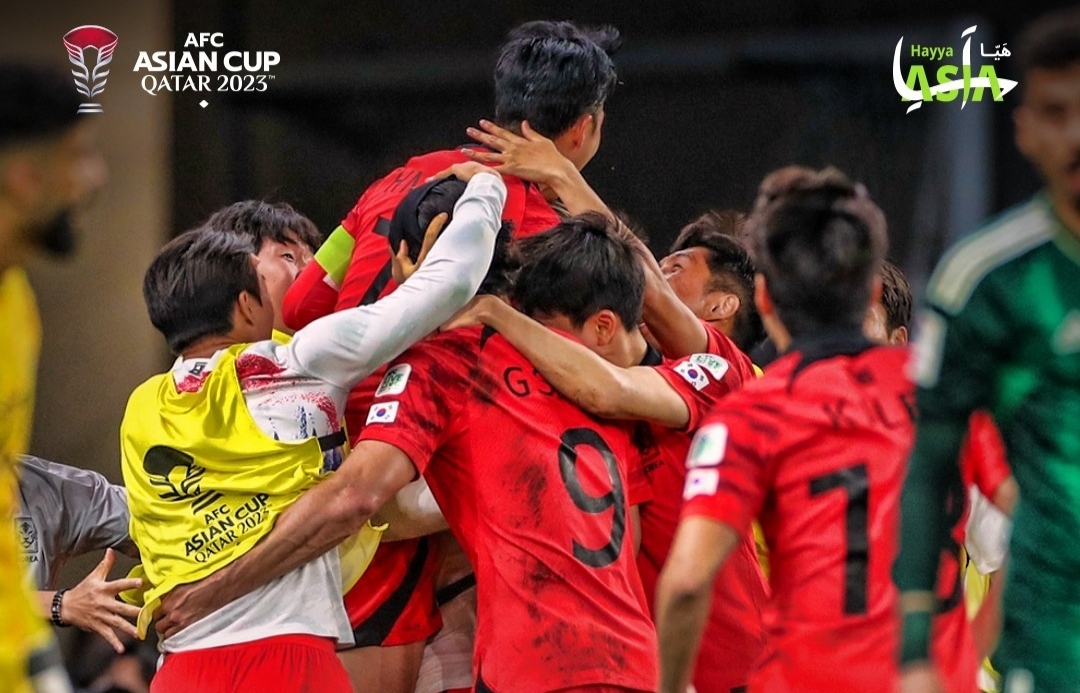 Selebrasi kemenangan penggaaa Korea Selatan usai singkirkan Arab Saudi di Piala Asia 2023 (ig qatar2023)