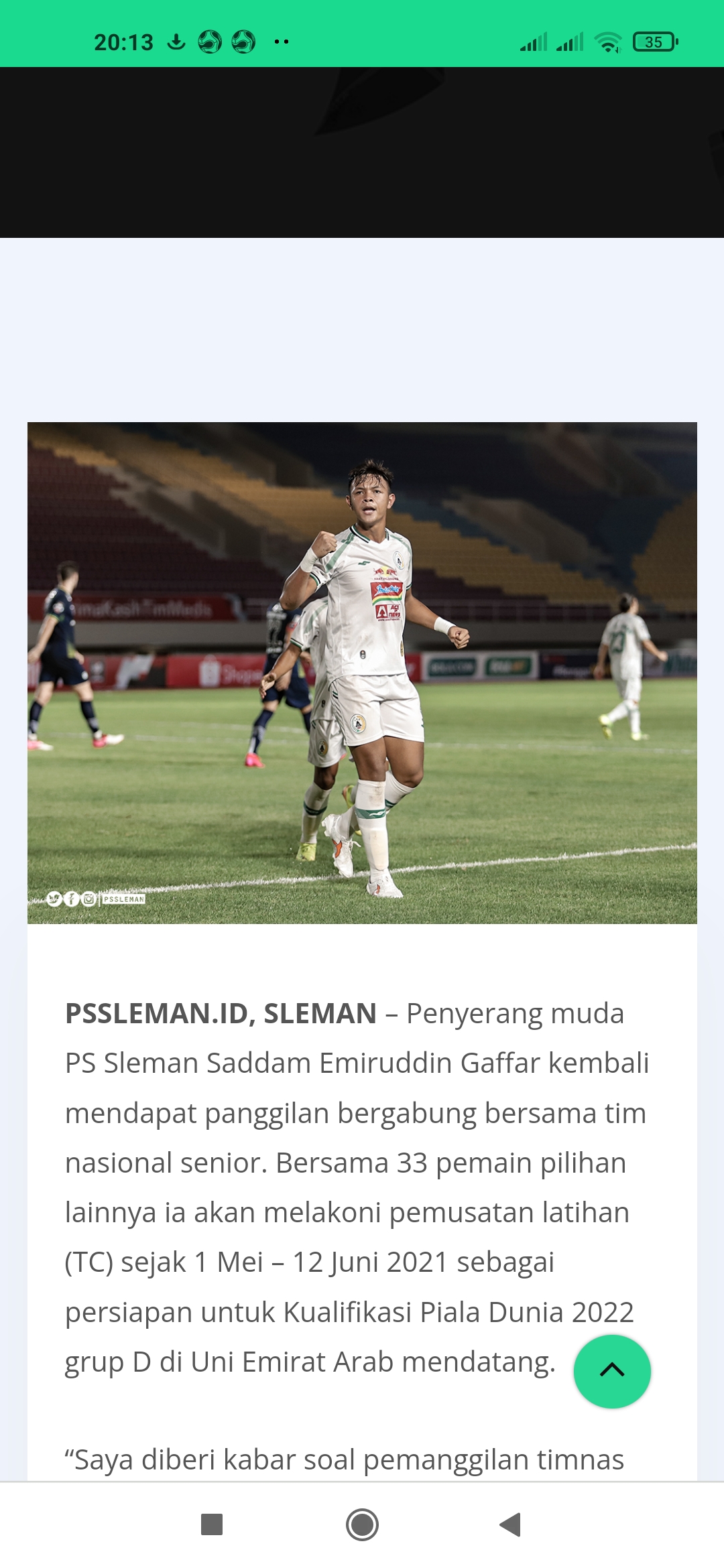 PULIH: Pemain PSS Sleman Saddam Gaffar.