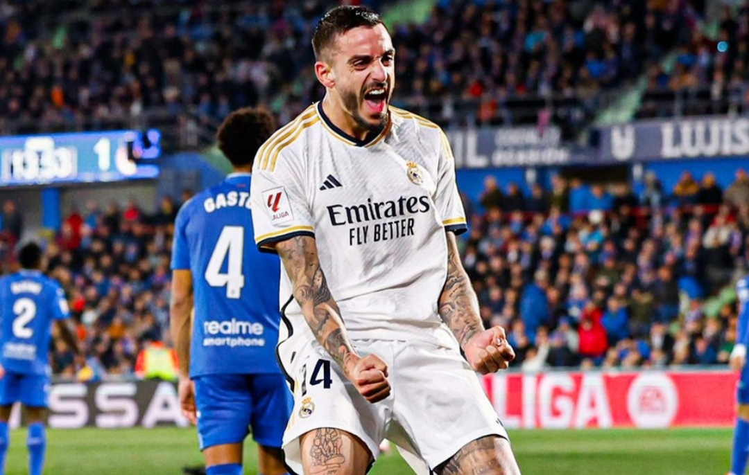 Selebrasi Joselu usai jebol gawang Getafe (realmadridcf)