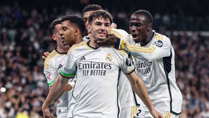 selebrasi pemain Real Madrid usai Brahim Diaz cetak gol ke gawang Atletico Madrid (ig realmadridcf)