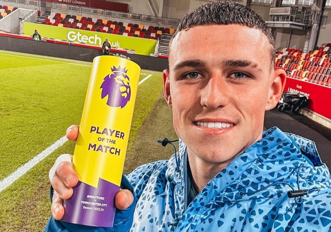 Catatkan Hattrick ke gawang Brentford, Phil Foden diganjar Player of the Match (ig mancity)