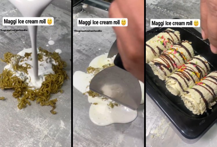 Es Krim Rasa Mie Instan Ini Tuai Kontroversi Warganet. Gambar : Kolase Instagram/@thegreatindianfoodie