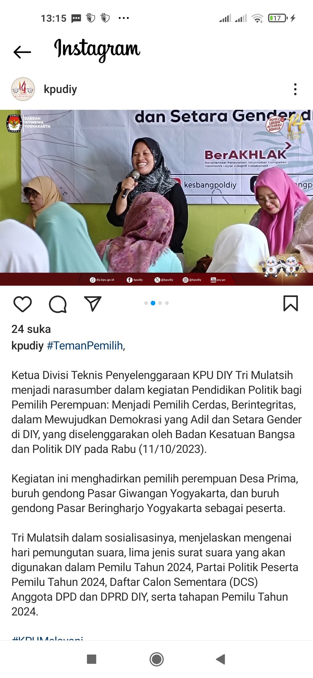 Ketua Divisi Teknis dan Penyelenggaraan KPU DIY Tri Mulatsih.