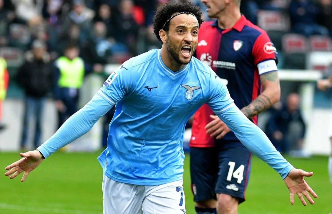 Selebrasi Felipe Anderson usai cetak gol ketiga bagi Lazio ke gawang Cagliari (official_sslazio)