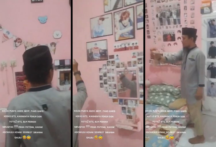 Viral Video Kamar Fans KPop Diruqyah Hingga Dibacakan Ayat Kursi. Gambar : Kolase Tangkapan Layar X/@pexchdelight