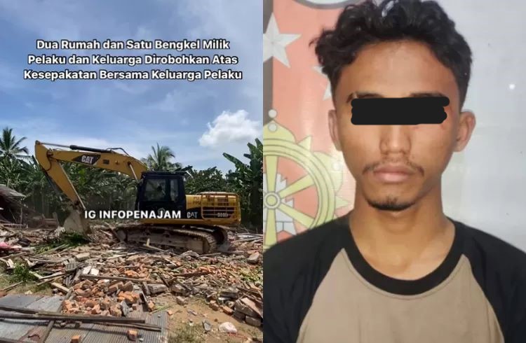 Rumah pelaku pembunuhan satu keluarga di Babulu dirobohkan. (Instagram/@infopenajam)