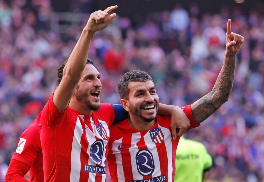 Selebrasi Angel Correa dan Koke usai jebol gawang Las Palmas (ig atleticodemadrid)