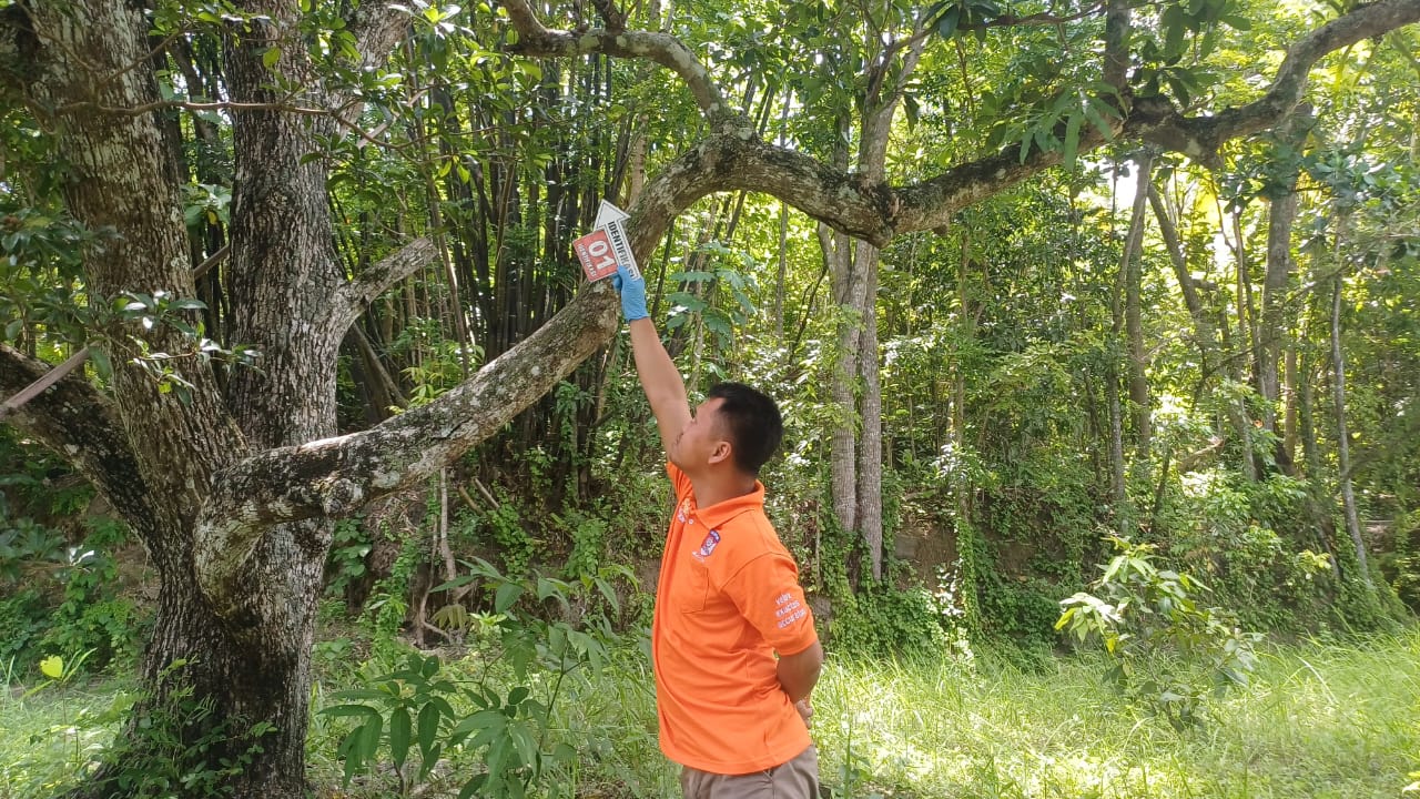 NAHAS: Anggota polisi melakukan olah TPK di Kalurahan Argomulyo, Kapenewon Sedayu, Bantul.