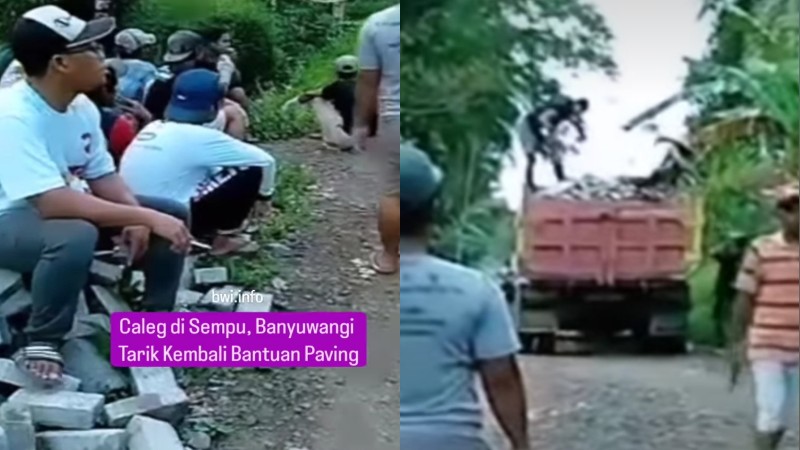 Caleg di Banyuwangi Berikan Paving Blok Jalan Saat Kampanye, Tarik Lagi Setelah Kalah - Sertakan Truk Pengangkut!