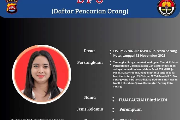 Fuja Fauziah (instagram.com/polresta.serang.kota)
