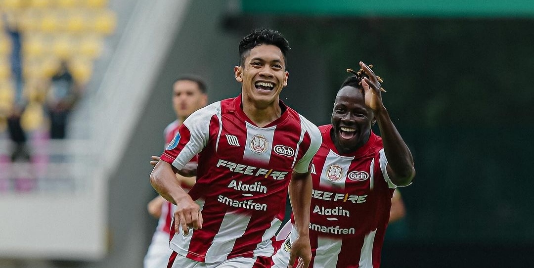 Althaf dan Moussa rayakan gol yang dicetak ke gawang Persik kediri dan membawa Persis Solo raih tiga poin (ig persisofficial)