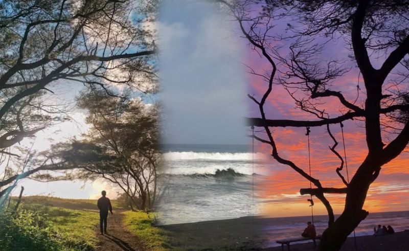 Keindahan Pantai Mlarangan Asri siang dan sore hari.