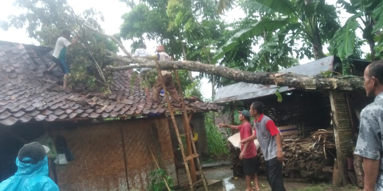 Sejumlah rumah terdampak angin puting beliung skala kecil di Kapanewon Patuk, Kabupaten Gunungkidul, Rabu (28/2) sore.&nbsp;