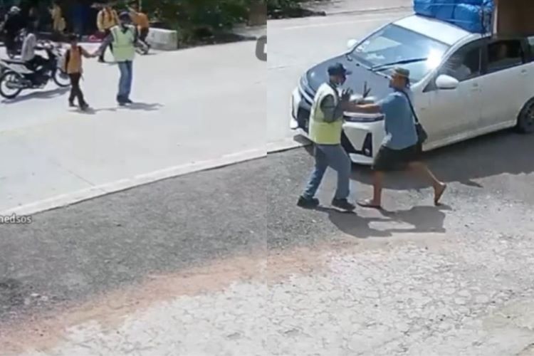 Bapak Lempar Lampu Lalin ke Pengemudi Ugal-ugalan saat Menyebrangkan Seorang Anak di Zona Sekolah Berakhir Memanas