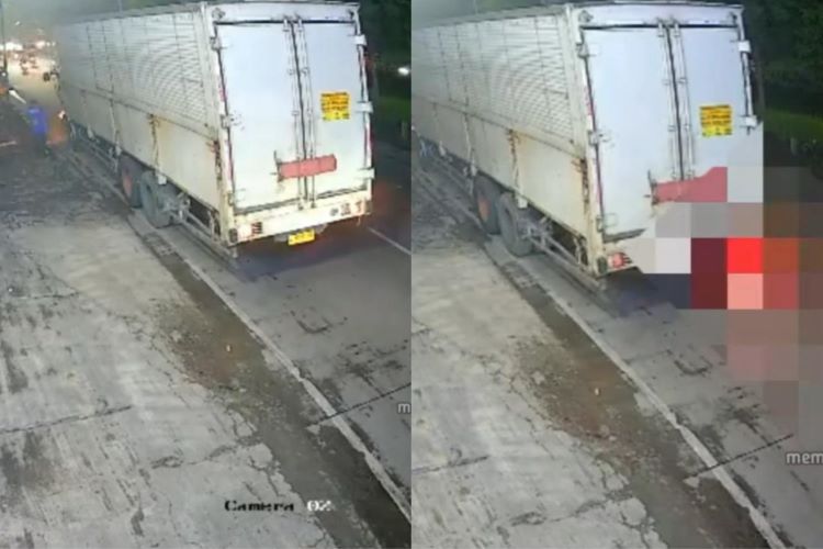 Detik-detik Pemotor Tabrak Truk Parkir di Pinggir Jalan Fatahillah Cikarang Barat Berbuntut Tragis! (Pict: Tangkapan Layar IG/@memomedsos)