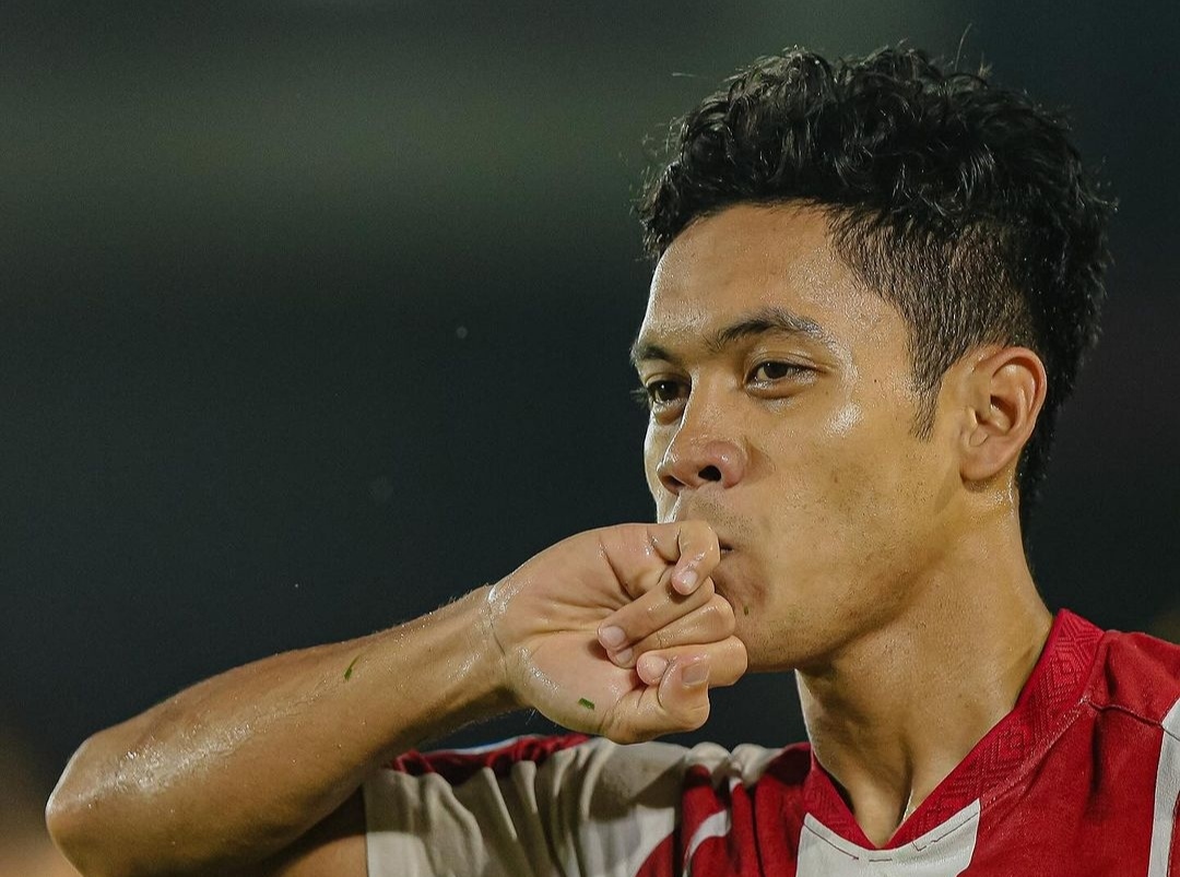 Selebrasi Althaf Alrizky usai cetak gol ke gawang PS Barito Putera dan membawa Persis Solo unggul 2-1 (ig persisofficial)