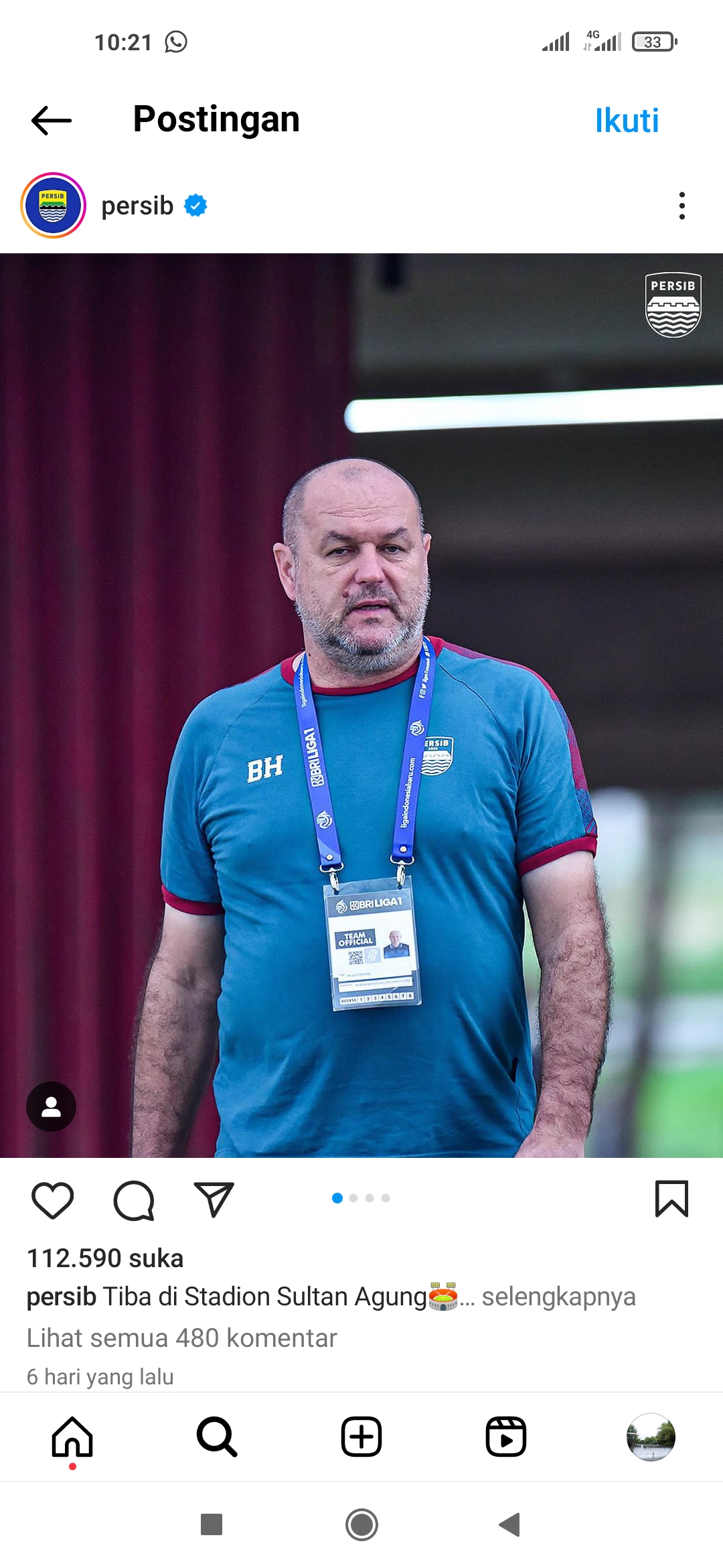 YAKIN: Pelatih Persib Bandung Bojan Hodak.