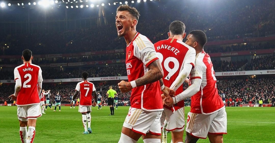 Selebrasi penggawa Arsenal usai Kai Havertz cetak gol kemenangan di menit akhir pertandingan kontra Brentford (ig arsenal)
