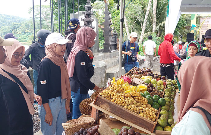 ANTUSIAS: Masyarakat saat mengunjungi stand di Festival Buah Kulon Progo 2024 yang menawarkan buah lokal kemarin (9/3).