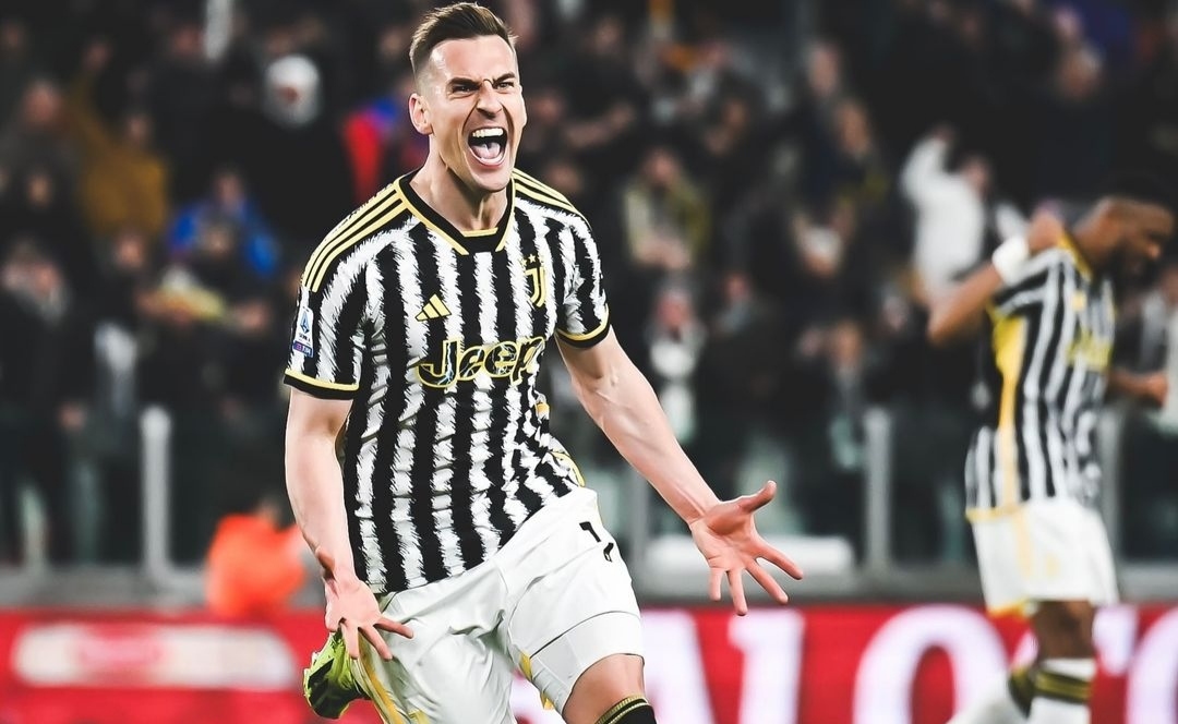 Selebrasi Arkadiusz Milik usai jebol gawang Atalanta (ig juventus)