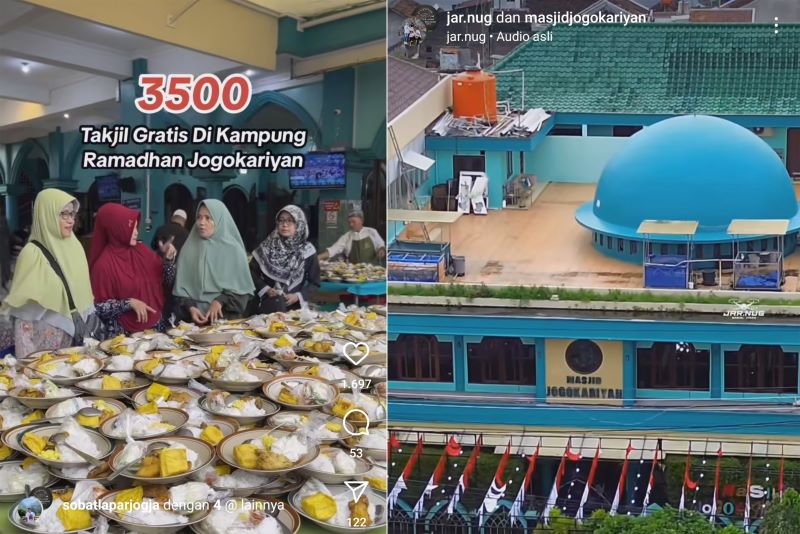 Kampung Ramadhan Masjid Jogokariyan, Kota Jogja menyediakan takjil menu buka bersama gratis sebanyak 3.500 porsi setiap hari. Berikut daftar menunya!