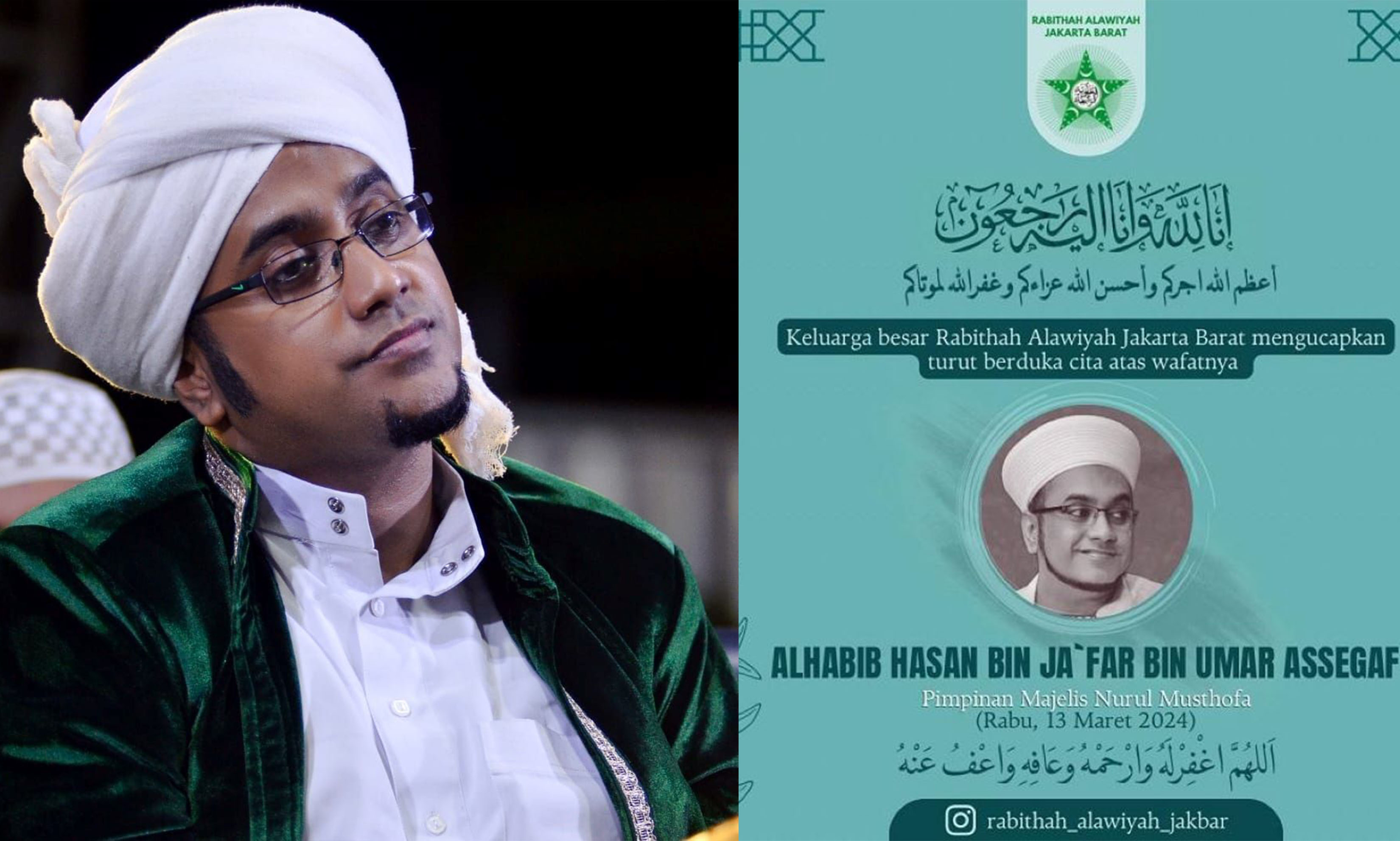 Pimpinan majelis dzikir Nurul Mustofa Habib Hasan Bin Jafar Assegaf telah berpulang.