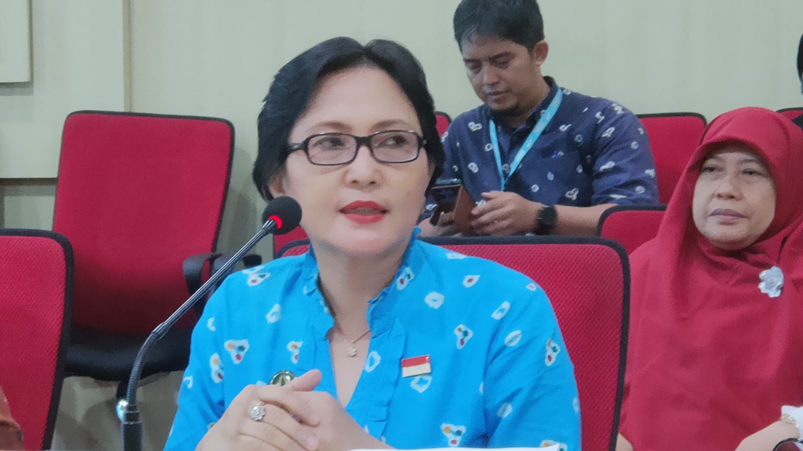 Foto : Kepala Bidang Perikanan dan Kehewanan Dinas Pertanian dan Pangan Kota Jogja Sri Panggati saat Jumpa Pers di Balai Kota Jogja.