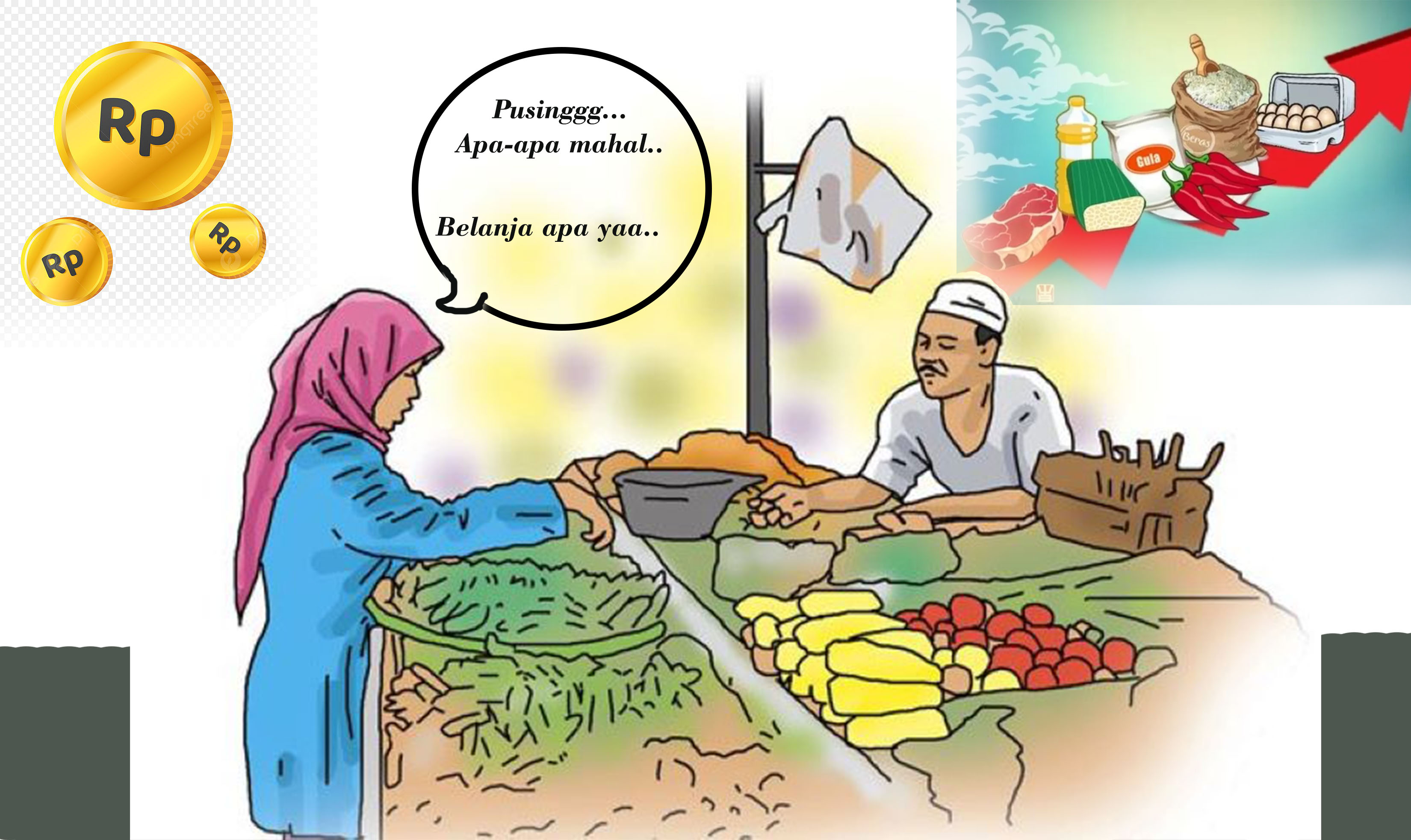 Ilustrasi harga bahan pokok mahal.