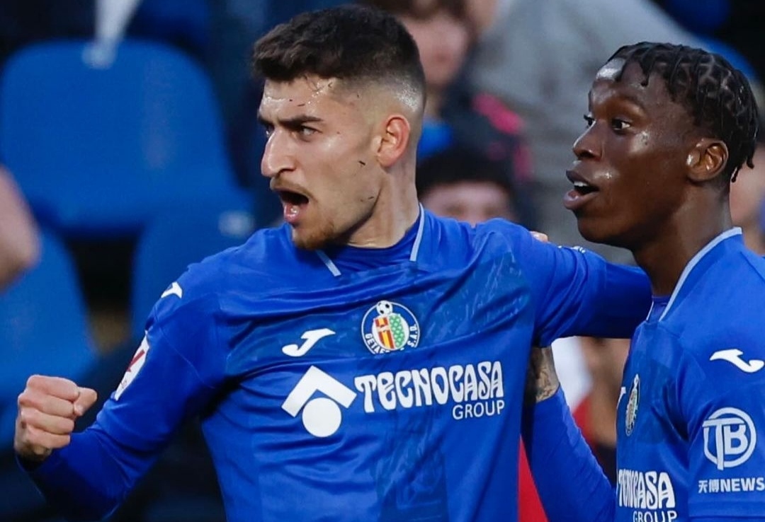 Selebrasi Yellu Santiago usai cetak gol ke gawang Girona (ig getafecf)