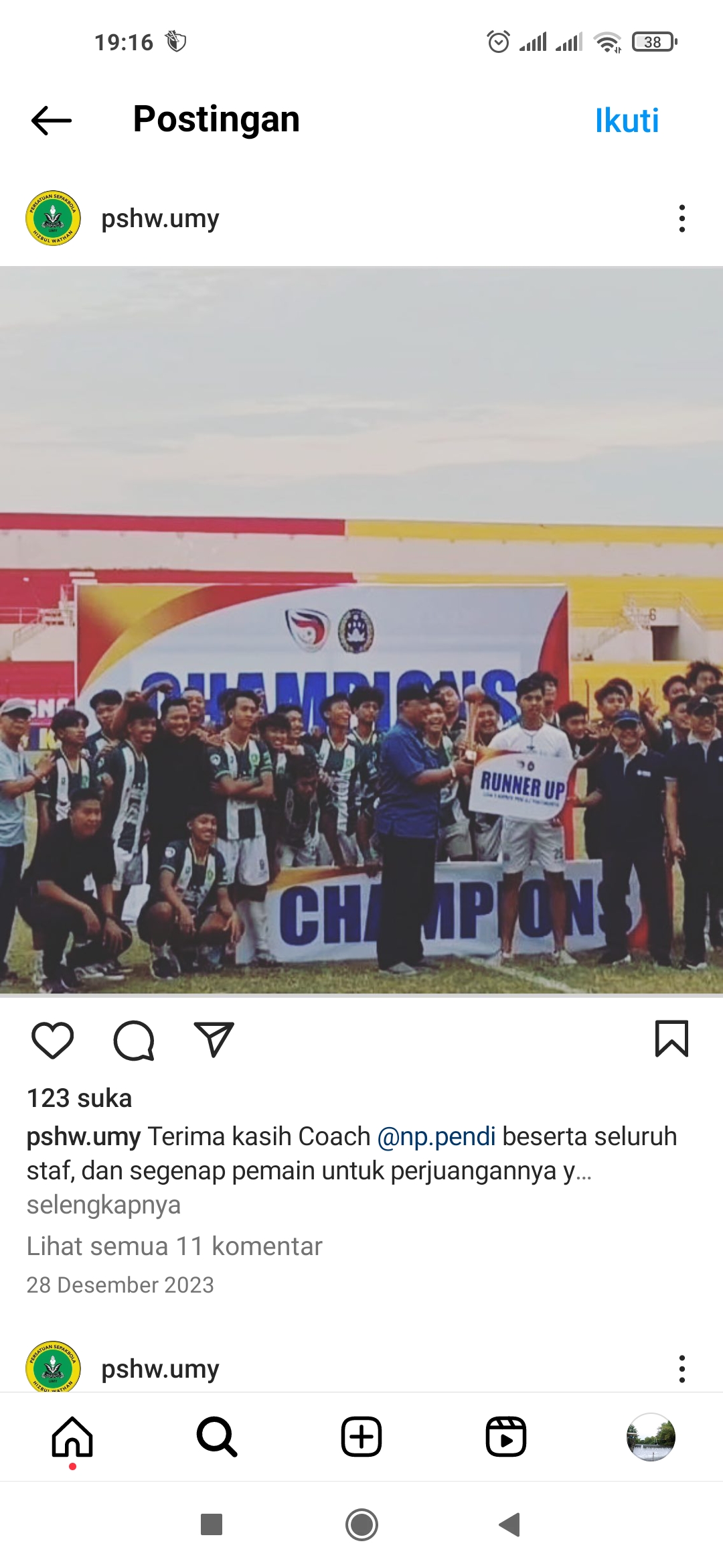 KELAS: Skuad PS HW UMY saat final Liga 3 DIY.