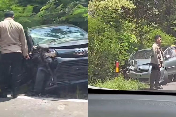 Breaking News! Terjadi Adu Banteng Antara Toyota Avanza Veloz dan Toyota Yaris di Jalan Wonosari! (Tangkapan Layar IG/@merapi_uncover)