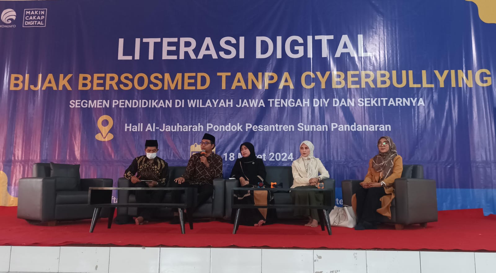 GAYENG: Suasana Talkshow Literasi Digital di Pondok Pesantren Sunan Pandanaran Senin (18/3).