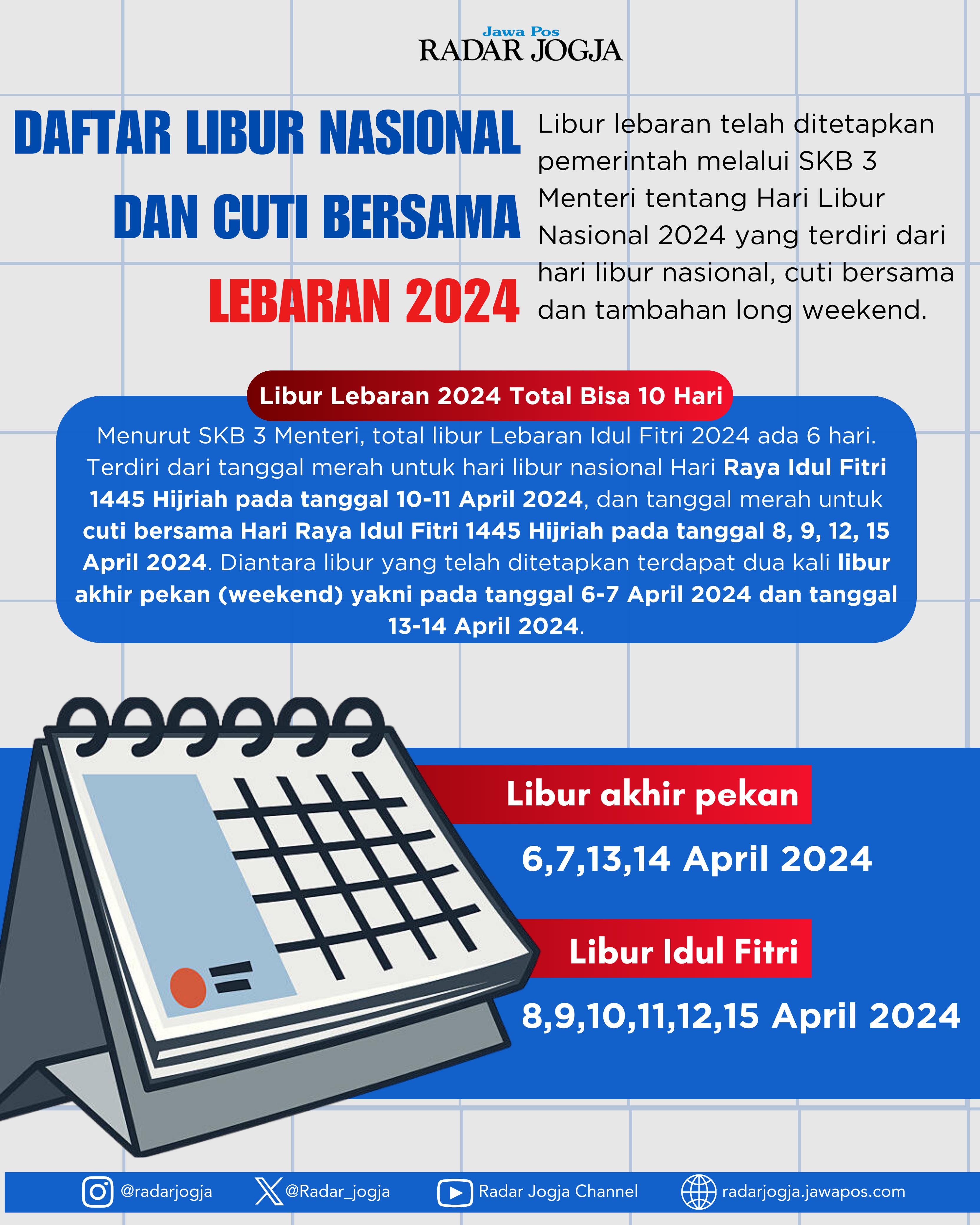 Daftar jadwal libur nasional dan libur lebaran