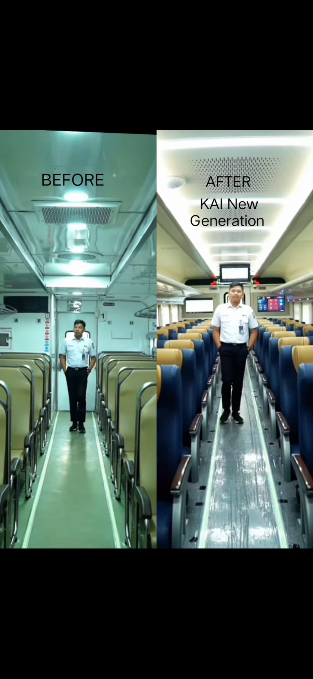 BERSIH: Kondisi tempat duduk di gerbong kereta api. (Tangkapan layar akun ig @kai121_)