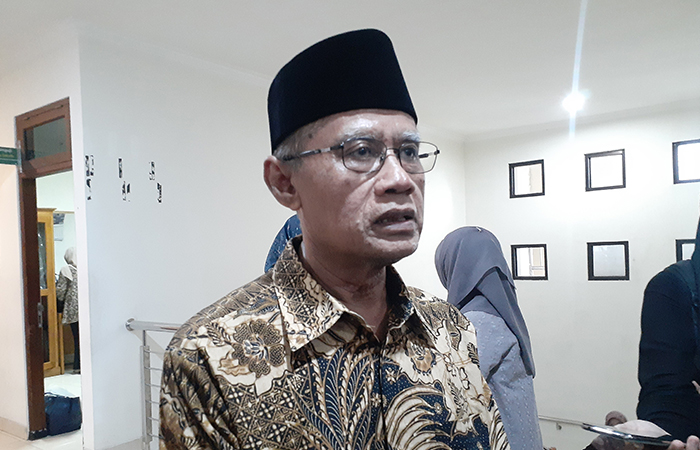 Ketua Umum Pimpinan Pusat Muhammadiyah Haedar Nashir saat ditemui, Kamis (21/3).IWAN NURWANTO/RADAR JOGJA