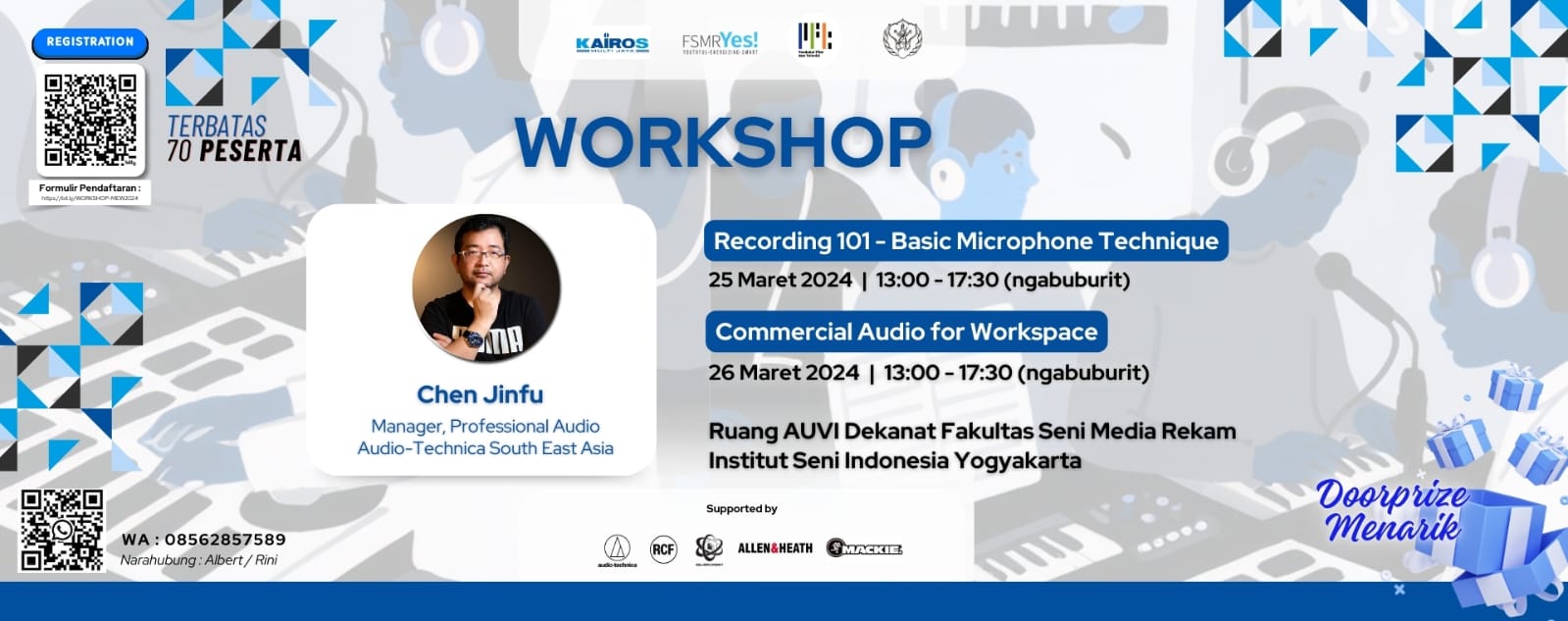 PRAKTIS: Flyer workshop teknik audio untuk praktisi industri dan mahasiswa di ISI Jogja. (Dok. ISI Jogja)