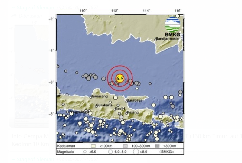 Gempa tektonik mengguncang Wilayah Laut Jawa, Jumat (22/3/2024) pukul 15.52.58 WIB.