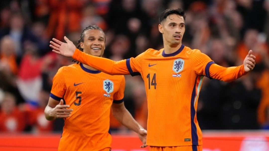 Selebrasi Tijjani Reijnders usai cetak gol bagi Belanda ke gawang Skotlandia (X OnsOranje)