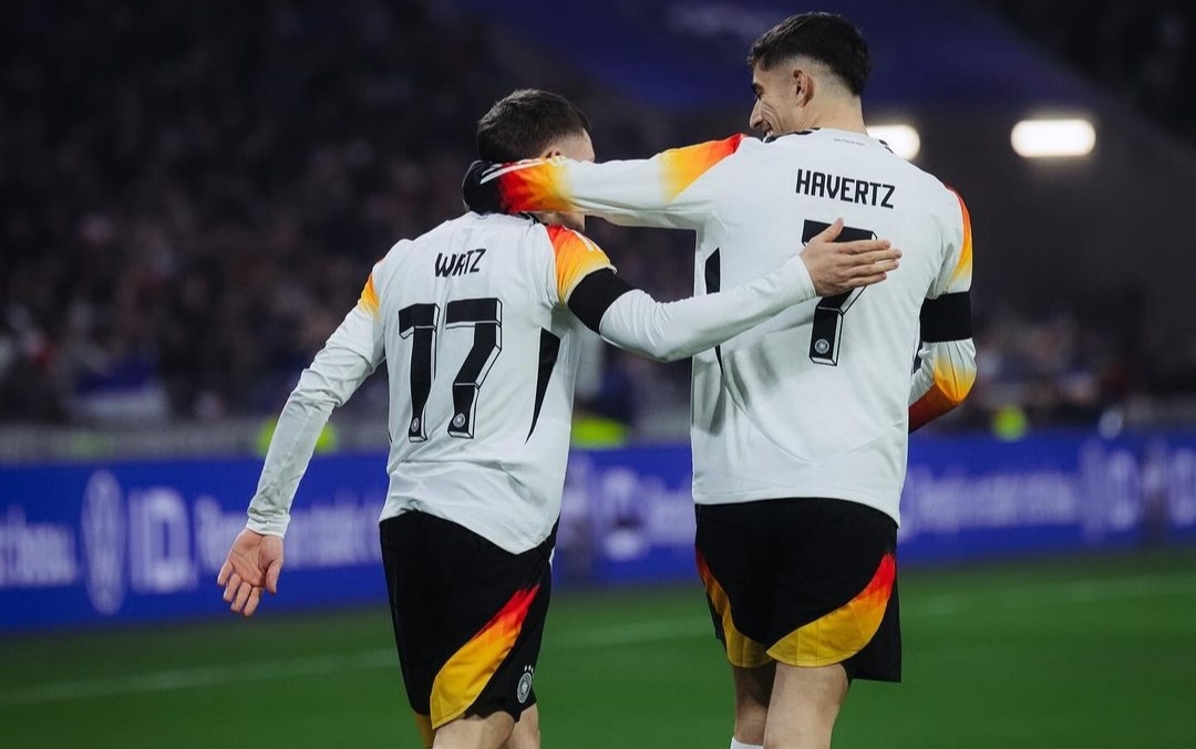 Selebrasi Floriant Wirtz dan Kai Havertz usai jebol gawang Prancis (ig dfb_team)